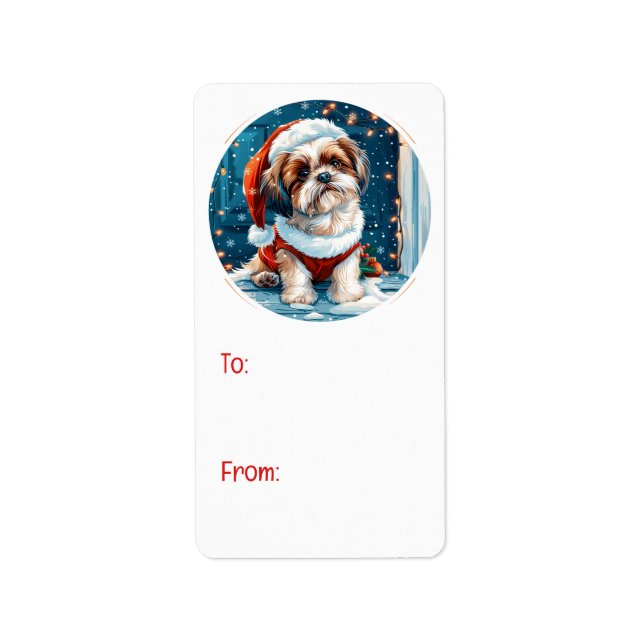 Christmas Shih Tzu Santa Dog Label (Front)