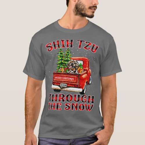 Christmas Shih Tzu Through The Snow Dog Santa Truc T_Shirt