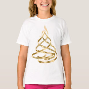 Christmas Shiny Golden Ribbon Tree Sparkle T-Shirt