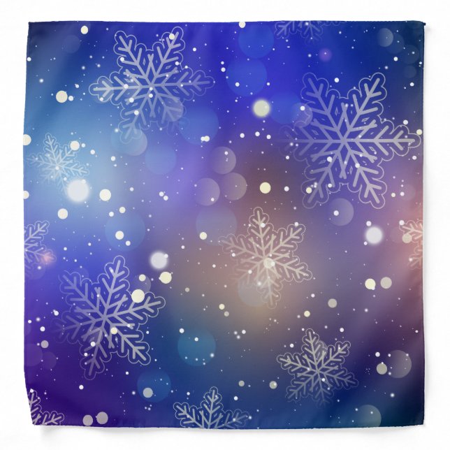 Christmas Shiny Snowflake Background Bandana (Front)