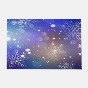 Christmas Shiny Snowflake Background Doormat