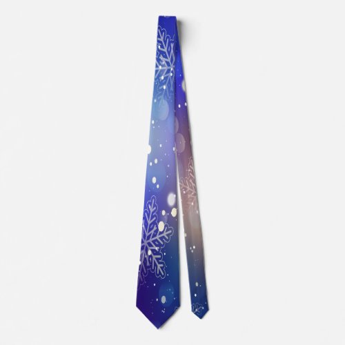 Christmas Shiny Snowflake Background Neck Tie