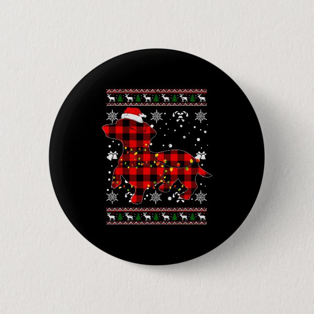 Christmas Shirt For Dachshund Lover Gift Santa Buf Button (Front)