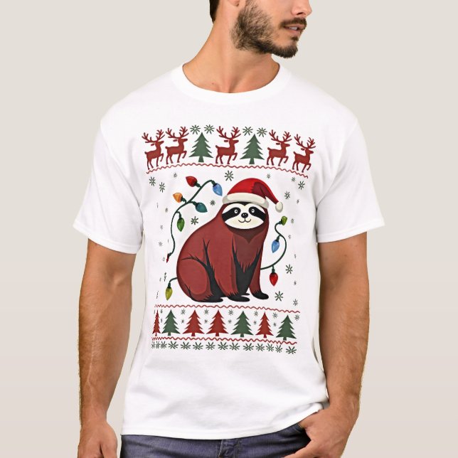 Christmas Shirt for Sloth Lover Gift Santa Buffalo (Front)