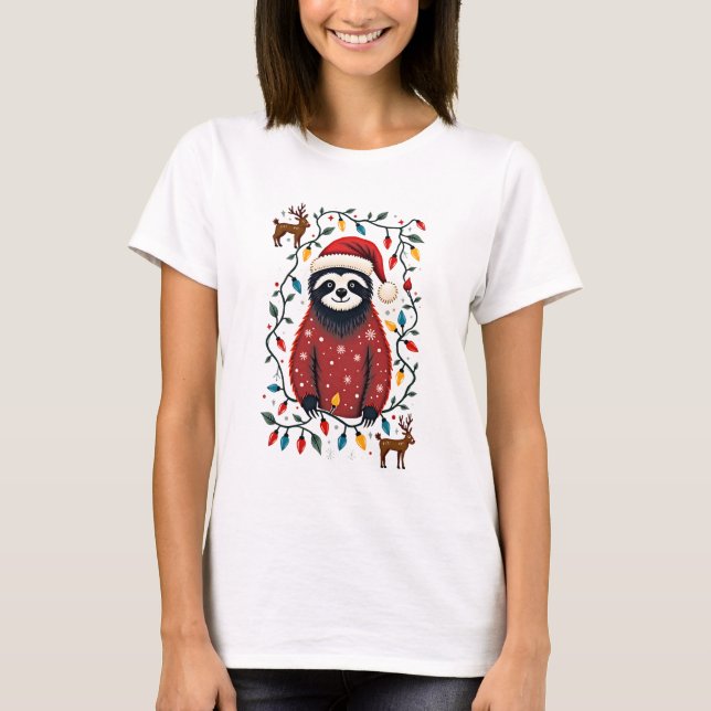 Christmas Shirt for Sloth Lover Gift Santa Buffalo (Front)