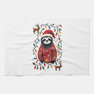 Christmas Shirt for Sloth Lover Gift Santa Buffalo Kitchen Towel