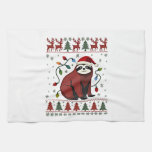 Christmas Shirt for Sloth Lover Gift Santa Buffalo Kitchen Towel