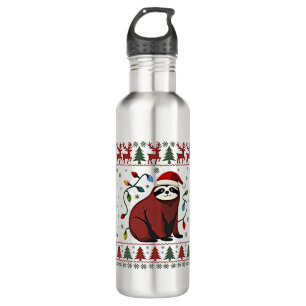 Christmas Shirt for Sloth Lover Gift Santa Buffalo Stainless Steel Water Bottle