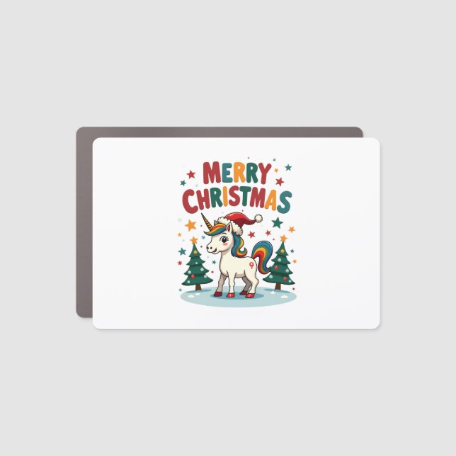 Christmas Shirt Unicorn Girls Christmas Outfit Chr Car Magnet (Front)