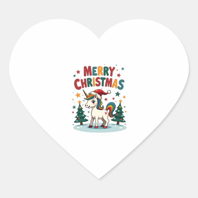 Christmas Shirt Unicorn Girls Christmas Outfit Chr Heart Sticker (Front)