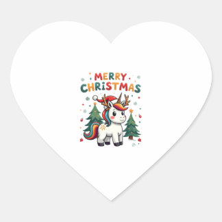 Christmas Shirt Unicorn Girls Christmas Outfit Chr Heart Sticker