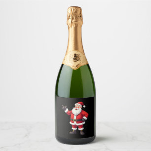Christmas Shirts for Boys Kids Dabbing Santa Xmas Sparkling Wine Label