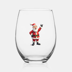 Christmas Shirts for Boys Kids Dabbing Santa Xmas Stemless Wine Glass