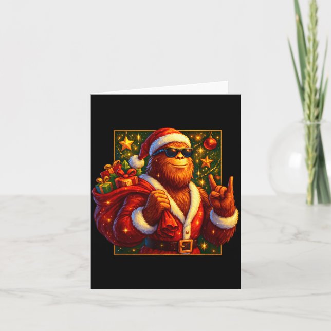 Christmas Shirts Funny Xmas Sasquatch Santa Bigfoo Card (Front)