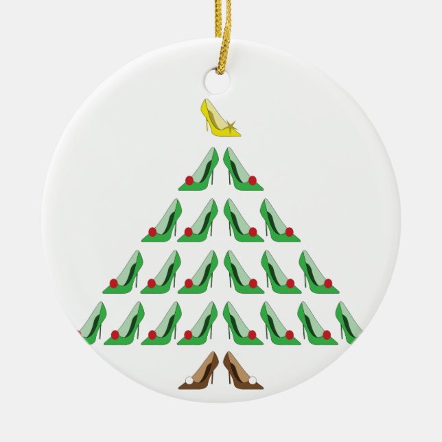 Christmas Shoe Tree Ceramic Ornament (Front)