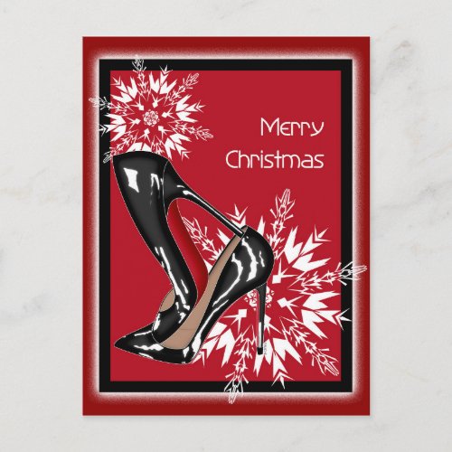 Christmas Shoes Stilettos fashion Snowflake Xmas Holiday Postcard