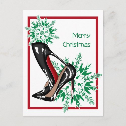 Christmas Shoes Stilettos fashion Snowflake Xmas Holiday Postcard