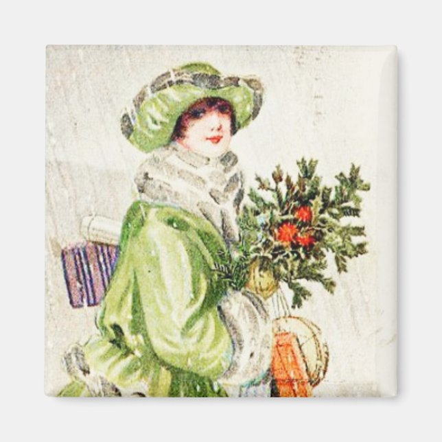 Christmas Shopper Vintage Magnet (Front)