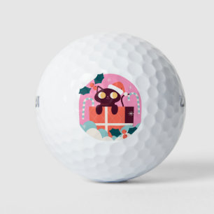Christmas shopping cat golf balls