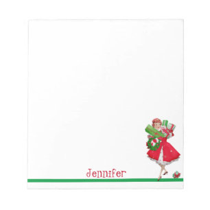 Christmas Shopping in High Heels Add Name Gift Notepad