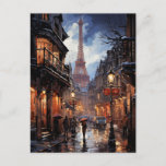 Christmas Shopping In Paris Holiday Postcard<br><div class="desc">Paris in the rain while doing your Christmas shopping.</div>