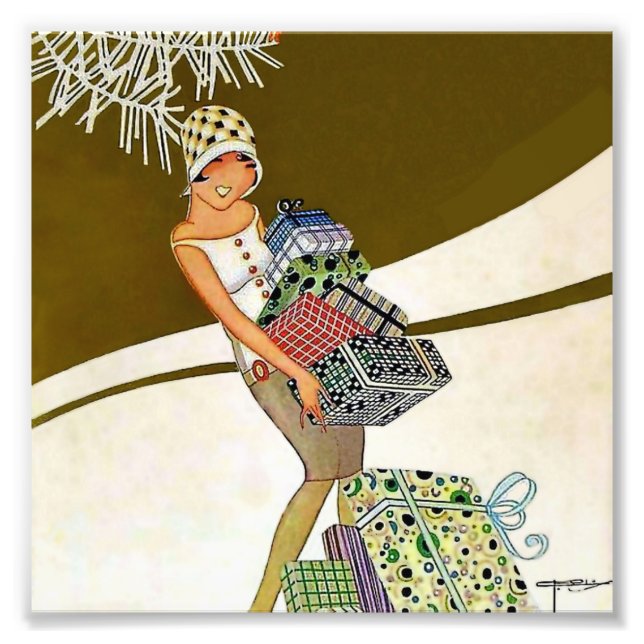 “Christmas Shopping” Magazine Cover by J Carlos Photo Print (Front)