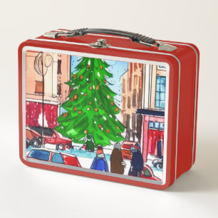 Christmas Shopping Metal Lunch Box