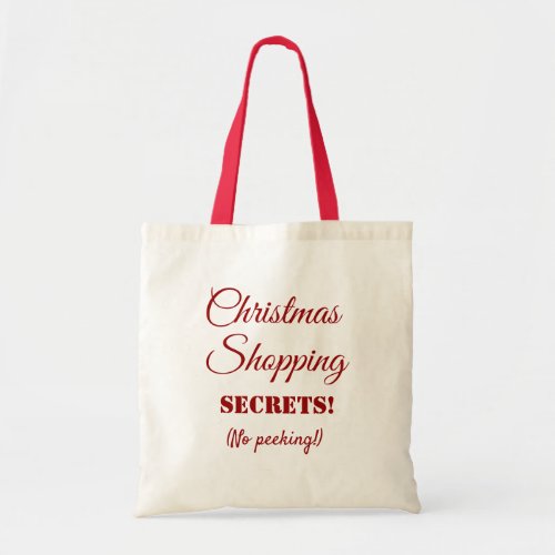 Christmas Shopping Secrets No Peeking Tote Bag