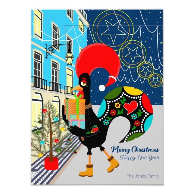 Christmas shopping with the Portuguese Rooster Photo Print (Front)