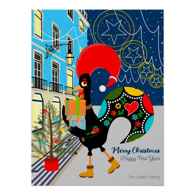 Christmas shopping with the Portuguese Rooster Poster (Front)