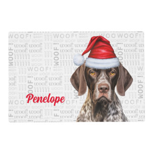 Christmas Shorthair Pointer Dog with Name Pet Placemat