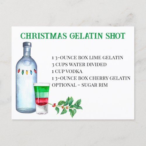 Christmas Shot Drink Recipe Holiday Party  Postcard