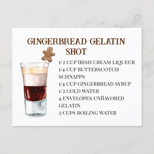 Christmas Shot Recipe Holiday Party Gingerbread  Postcard