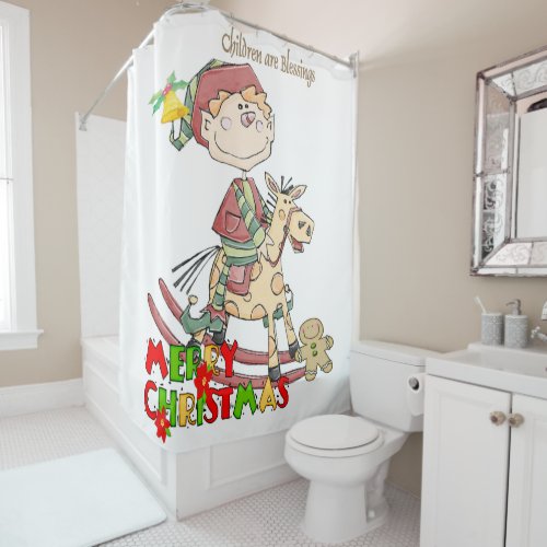 Christmas Shower Curtain Children are Blessings Shower Curtain