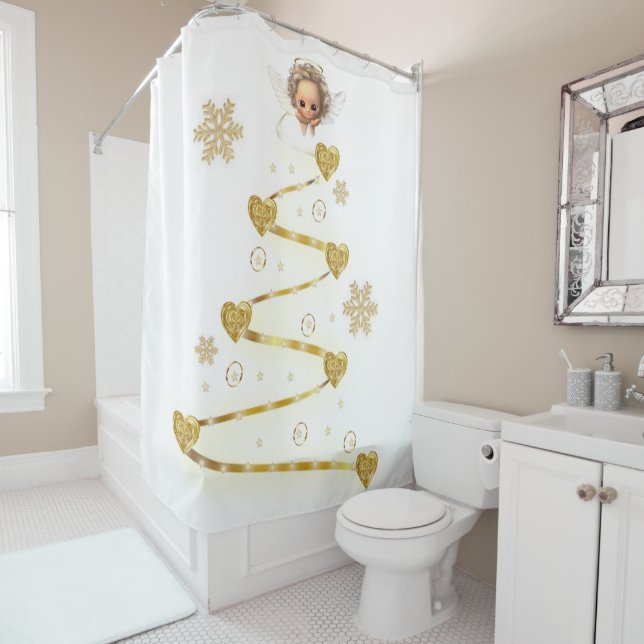 Christmas Shower Curtain, Christmas Angel Curtain (In Situ)