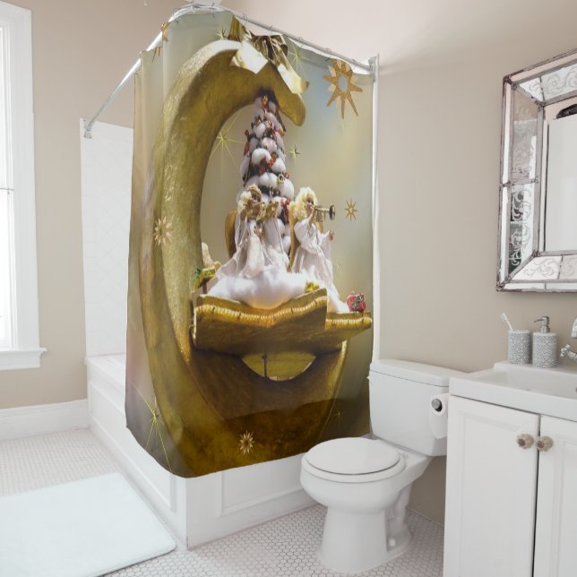 Christmas Shower Curtain, Christmas Angel Shower Curtain (In Situ)