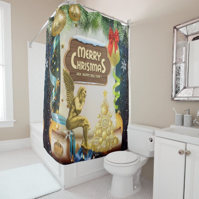 Christmas Shower Curtain, Christmas Angel Shower Curtain (In Situ)