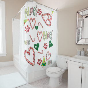 Christmas Shower Curtain, Christmas Noel  Curtain