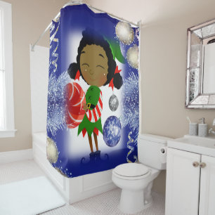 Christmas Shower Curtain, Elf Curtain