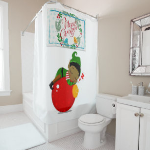 Christmas Shower Curtain, Elf Curtain