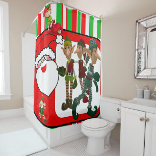 Christmas Shower Curtain, Elf Curtain