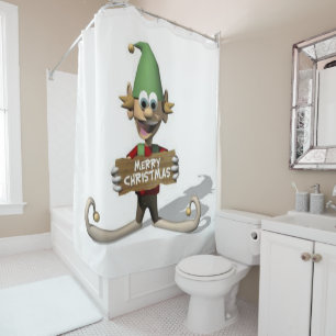 Christmas Shower Curtain, Elf Curtain