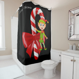 Christmas Shower Curtain, Elf Curtain