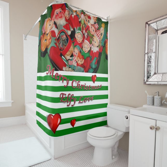 Christmas Shower Curtain, Elf Shower Curtain (In Situ)