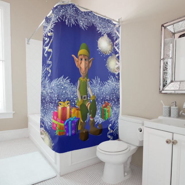 Christmas Shower Curtain, Elf Shower Curtain (In Situ)