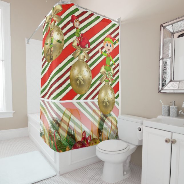 Christmas Shower Curtain, Elf Shower Curtain (In Situ)
