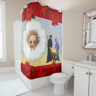 Christmas Shower Curtain, Jesus Christ Curtain