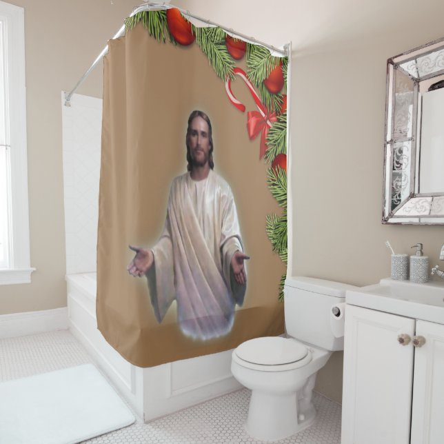 Christmas Shower Curtain, Jesus Christ Curtain (In Situ)