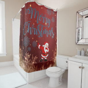 Christmas Shower Curtain, Merry Christmas Curtain