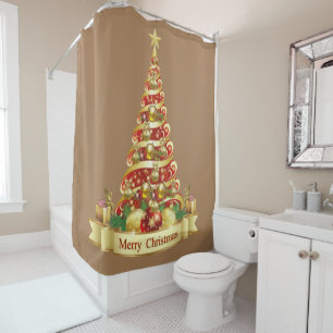 Christmas Shower Curtain, Merry Christmas Curtain